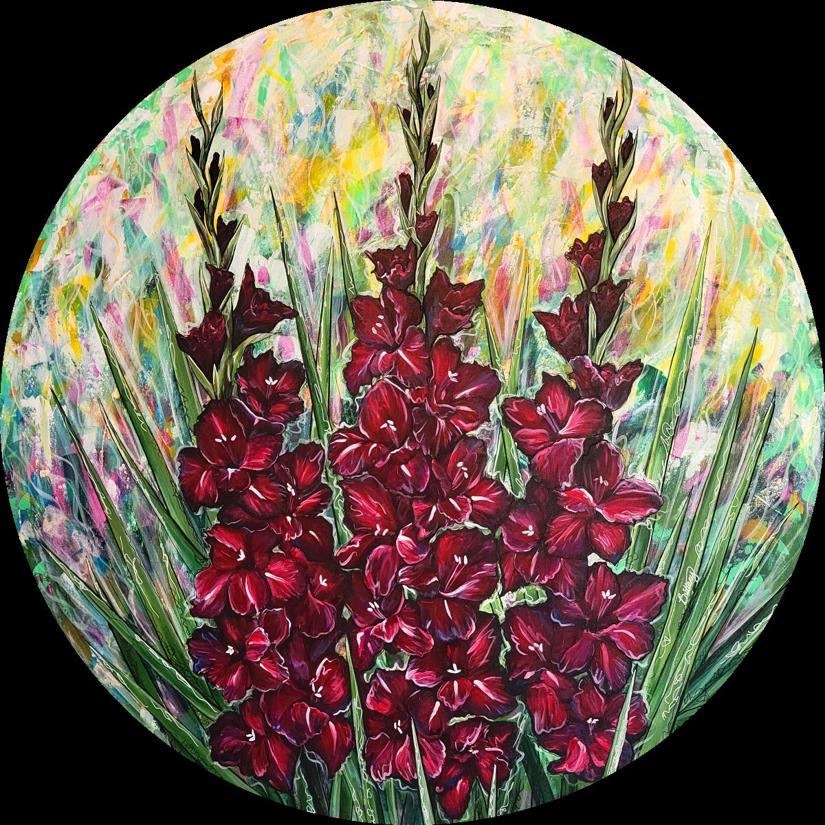 Gladiolus Garden, Original Acrylic Painting