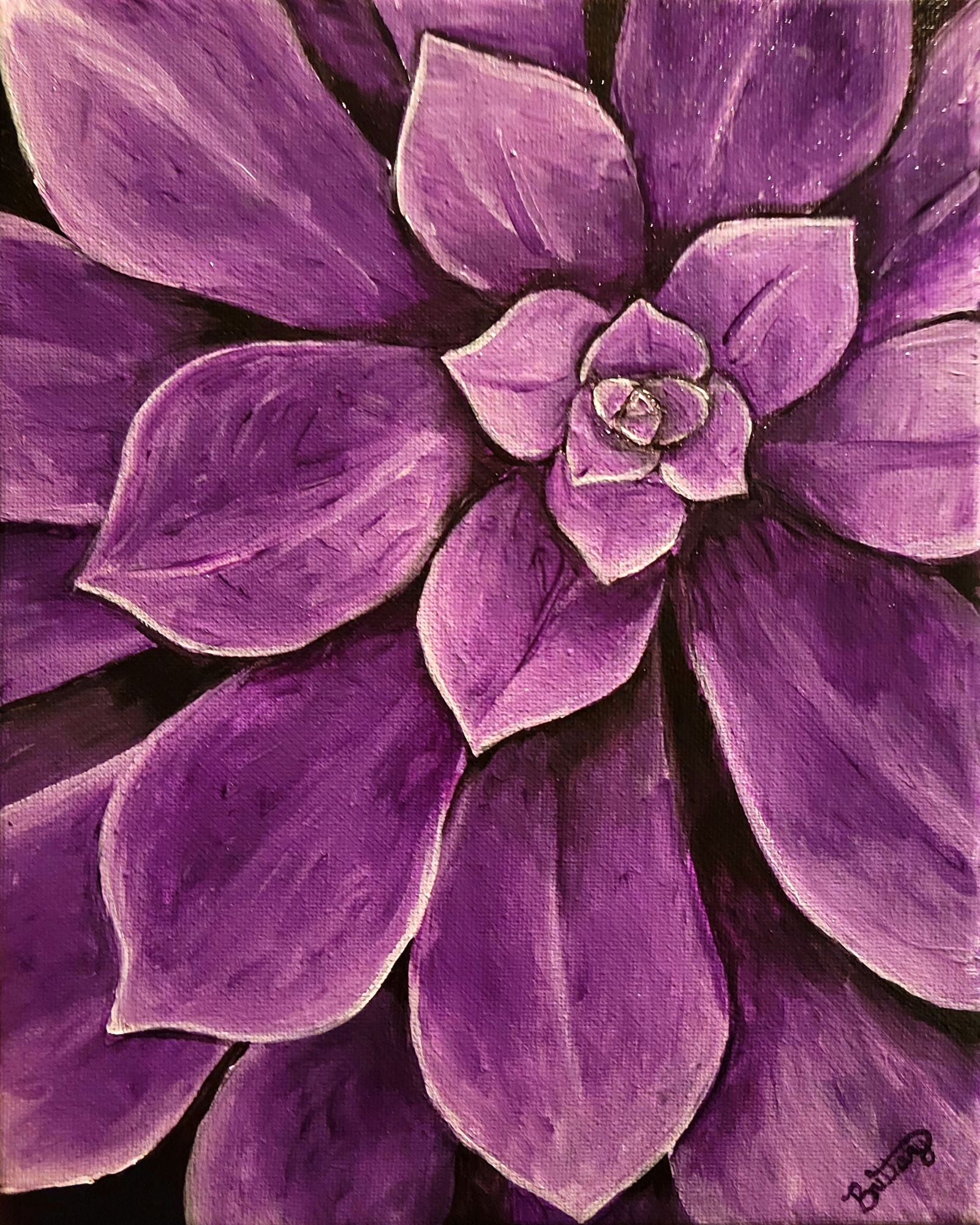 acrylic succulents Purple Succulent, Original Acrylic Painting
