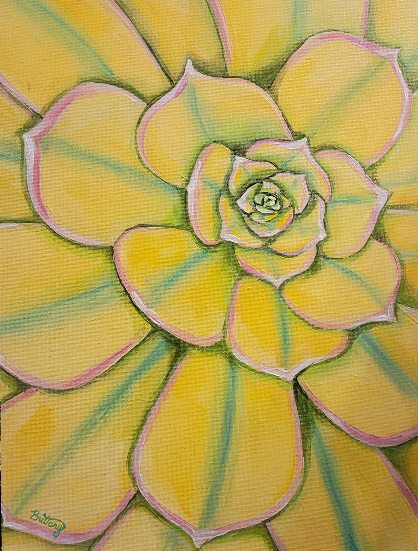 Yellow Echeveria, Original Acrylic Painting