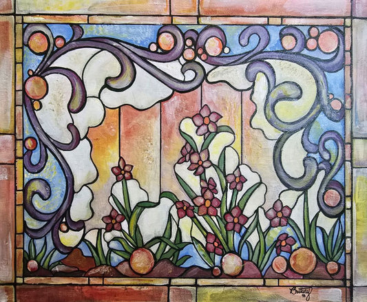 Art Nouveau Garden, Original Acrylic Painting