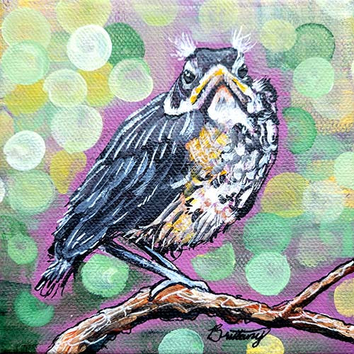 Little Grumps: Baby Robin, Original Acrylic Painting