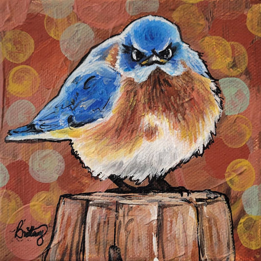 Little Grumps: Eastern Bluebird, Original Acrylic Painting
