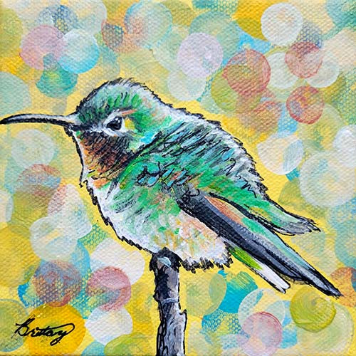 Little Grumps: Hummingbird, Original Acrylic Painting