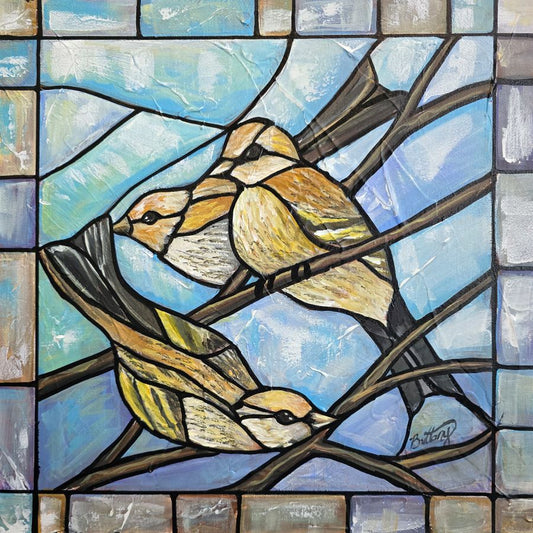 Pine Siskins, Original Acrylic Painting