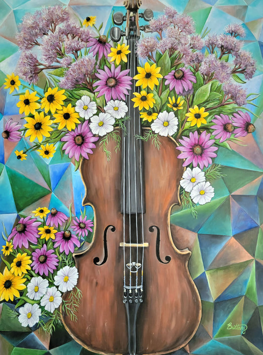Cello with Wildflowers, Limited Edition Print