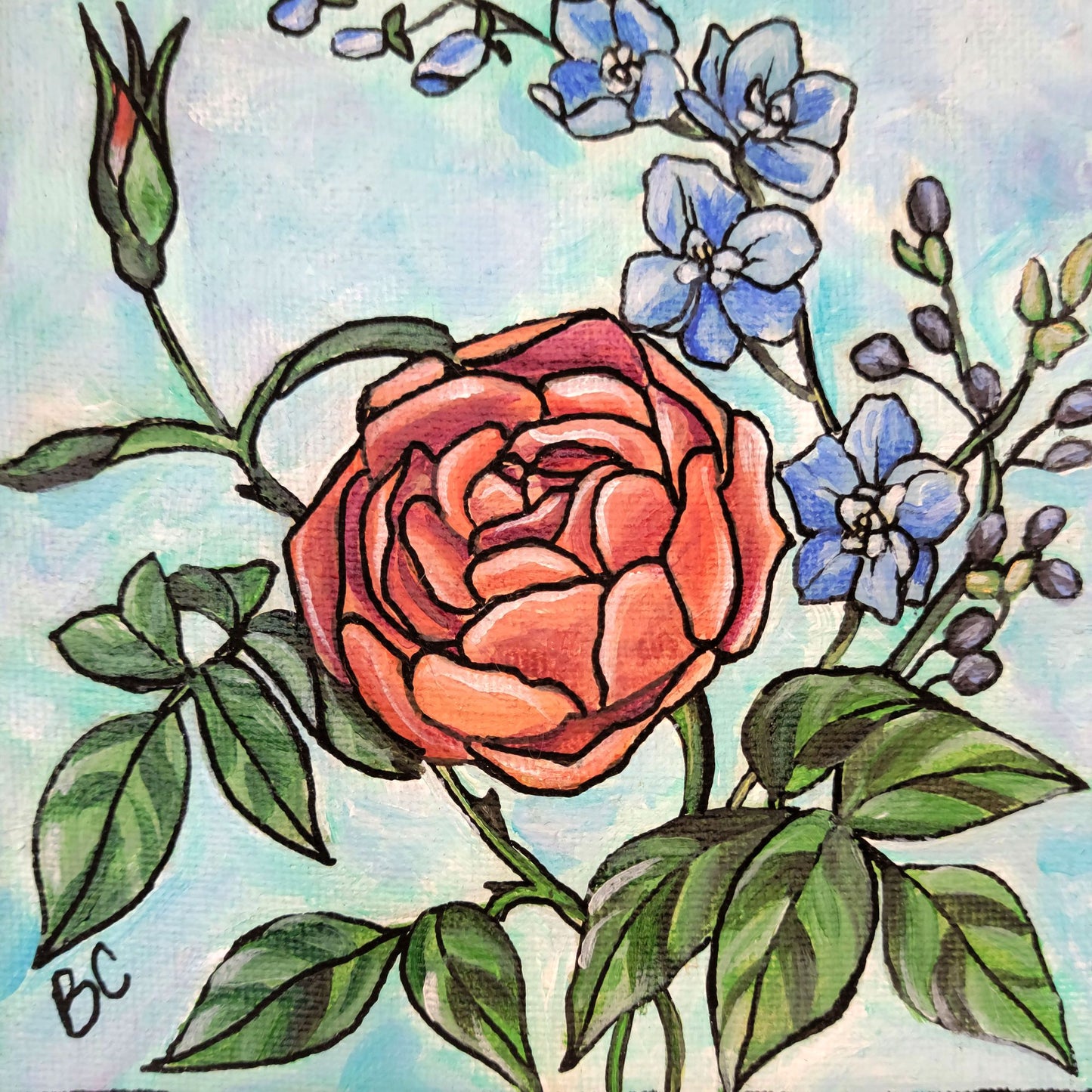 Rose Bouquet, Original Acrylic Painting